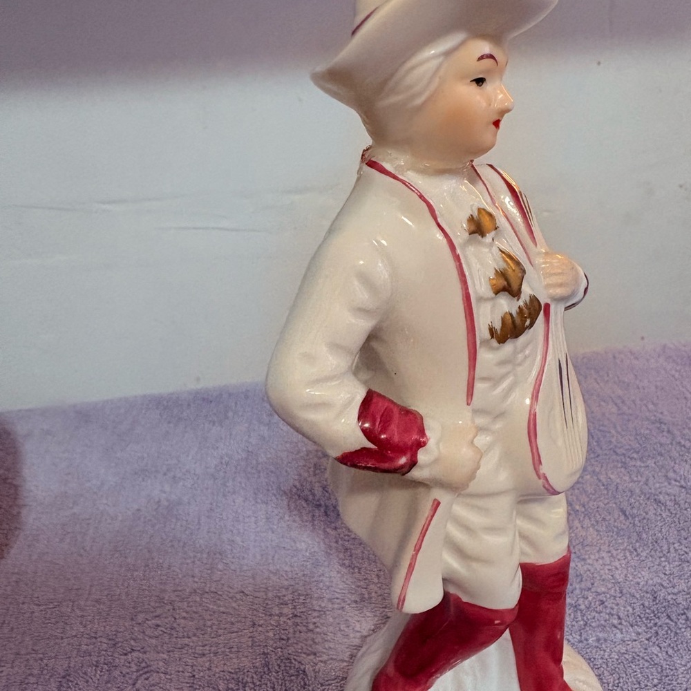 Vintage Porcelain Victorian Man Mandolin Figurine 18th Century‎ Stamp A England - Picture 5 of 9